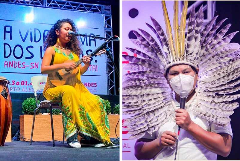 A cantora Pâmela Amaro e o líder indígena Woia Xokleng WhatsApp Image 2022 04 05 at 16.12.46